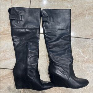 Nine West Black Wedge Shoes with Leather Finish